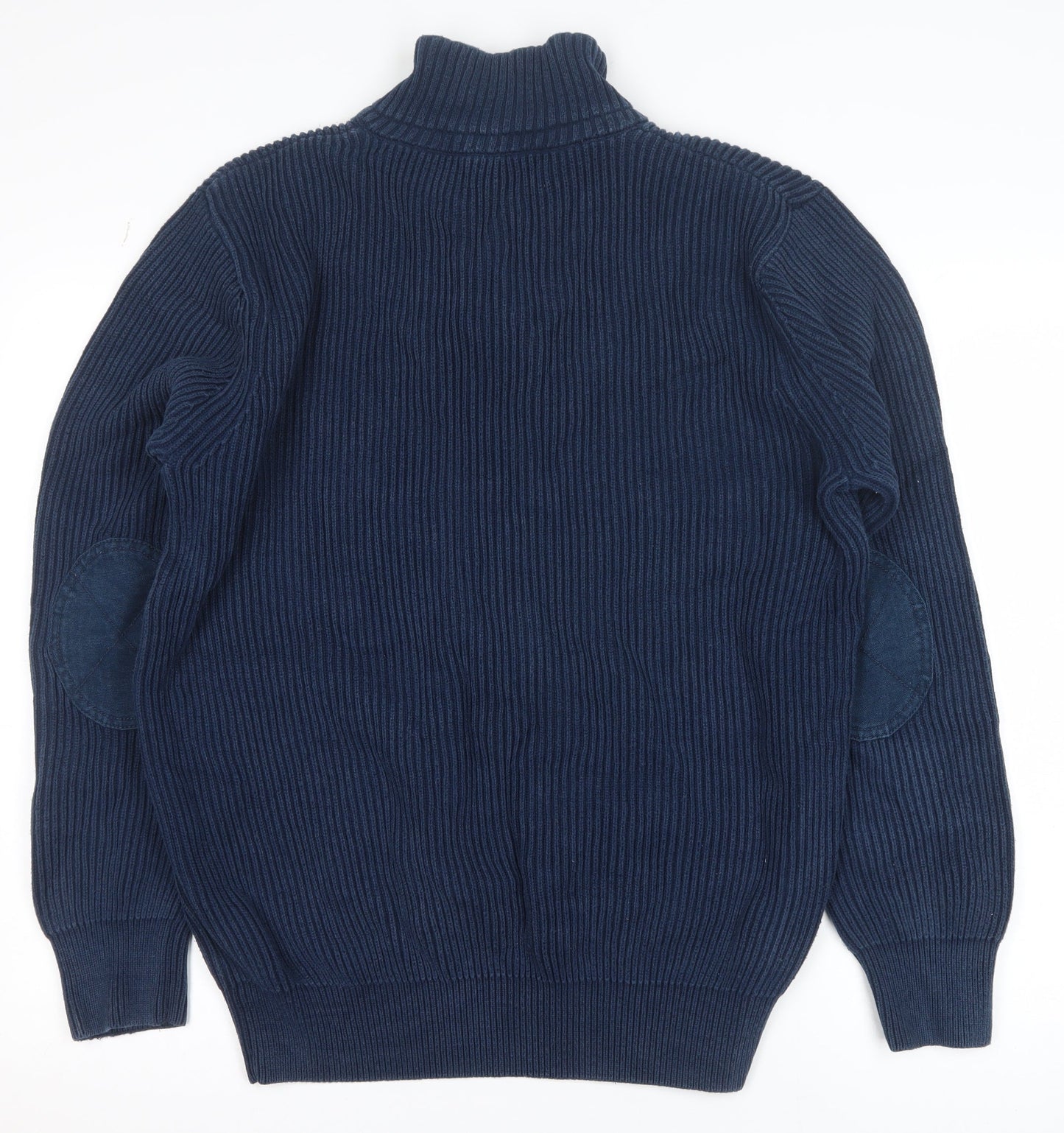 Crew Clothing Co. Men's Blue Cotton 1/4 Zip Jumper L