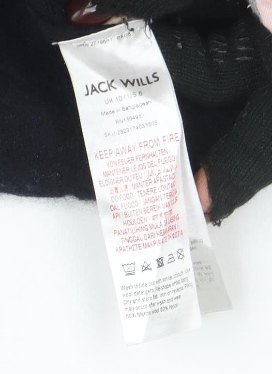 Jack Wills Womens Black Cable Knit Crew Neck Jumper Size 10