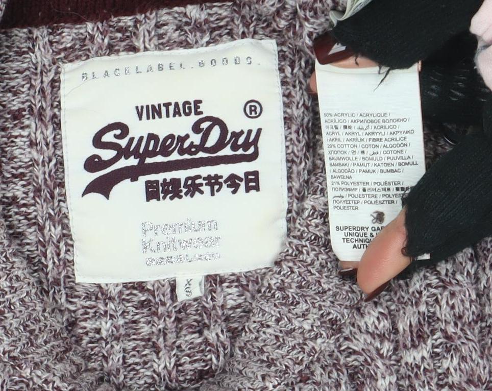 Superdry Women's Brown Cable-Knit Pullover Jumper Size 2XS