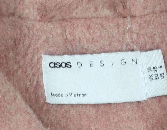 ASOS Women Pink Wool Blend Belted Long Overcoat Size 10