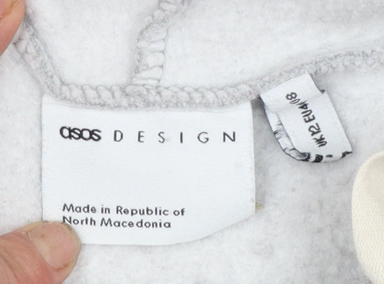 ASOS Design Women’s Grey Pullover Hoodie Size 12 Relaxed Fit