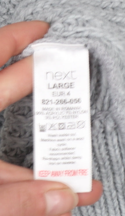Next Women Grey Roll Neck Cable Knit Cape Jumper L