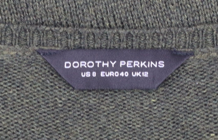 Dorothy Perkins Women Green Crew Neck Long Sleeve Pullover Jumper UK 12