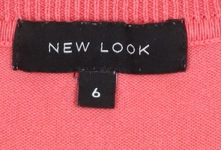 New Look Women’s Pink Button Front Long Sleeve Cardigan Size 6