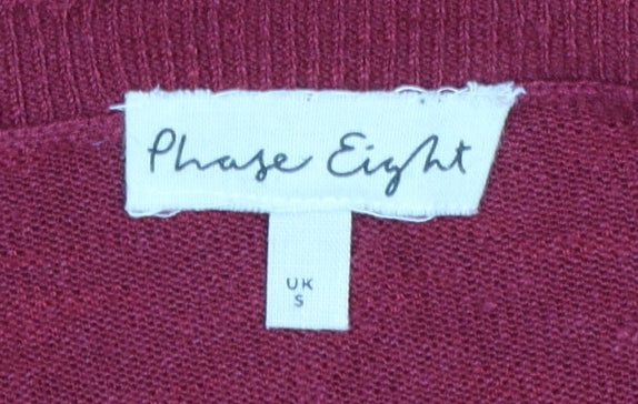 Phase Eight Women's Red V-Neck Short Sleeve Relaxed Fit Jumper Size S