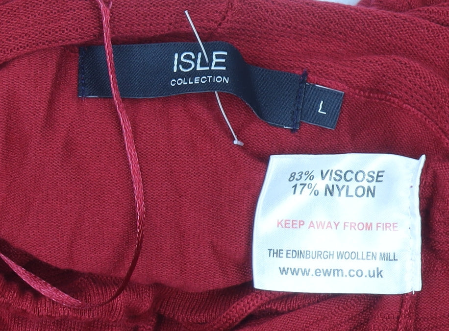 Isle Collection Women’s Red High Neck Long Sleeve Pullover Jumper Size L