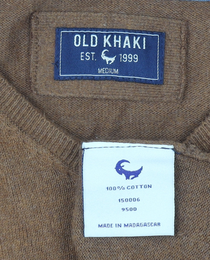 Old Khaki Men's Brown Cotton V-Neck Pullover Jumper Size M
