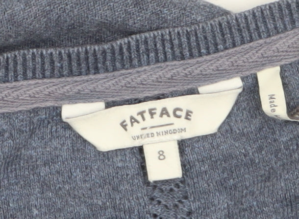 FatFace Women's Blue Cotton Long Sleeve Open Cardigan Size 8