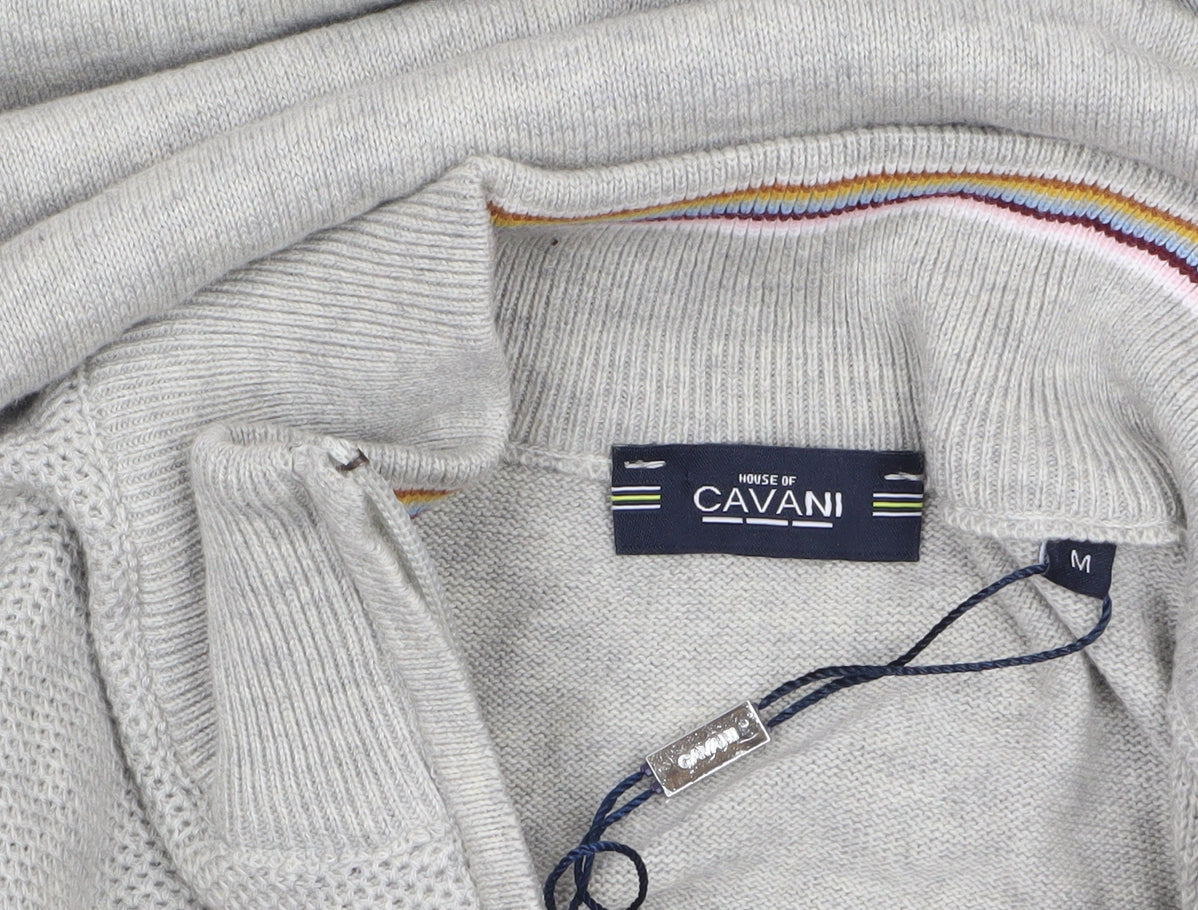 House of Cavani Men's Grey Cotton Half Zip Jumper Size M