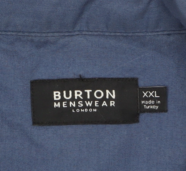 Burton Menswear Men’s Blue 2XL Short Sleeve Button-Up Shirt
