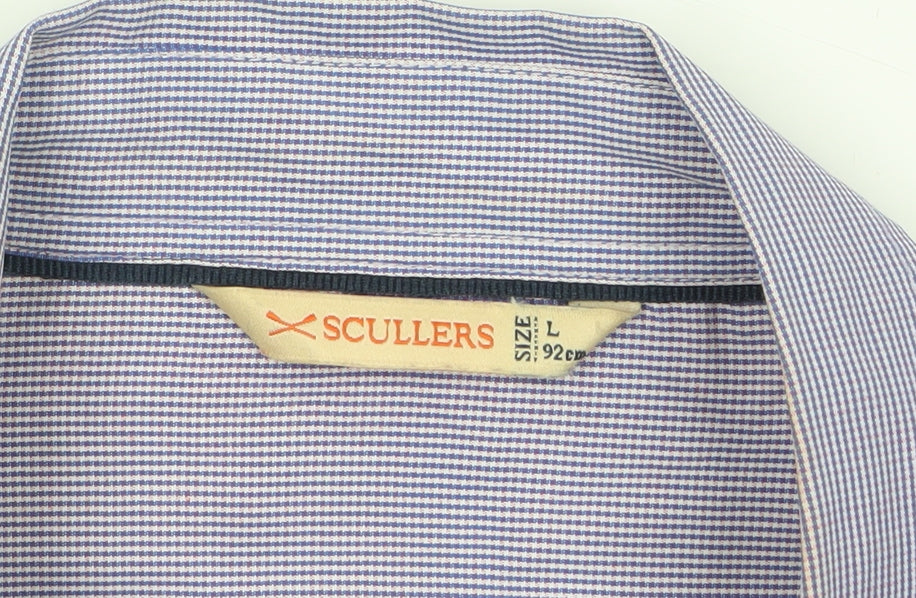 Scullers Women's Purple Check Cotton Blend Long Sleeve Button-Up Shirt L