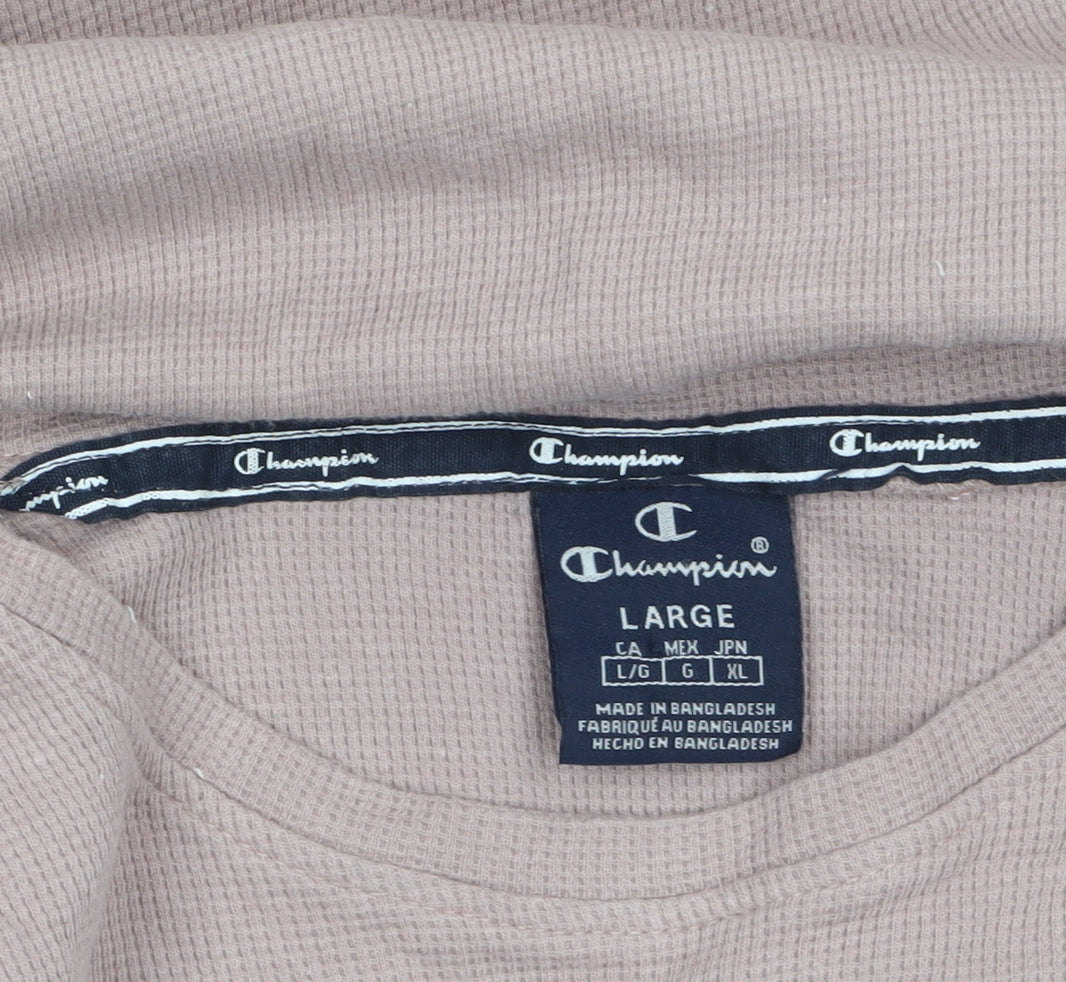 Champion Men's Brown Long Sleeve Cotton Crew Neck Top Size L