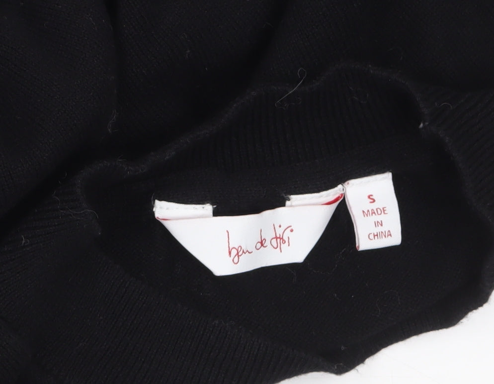 Bau de Fiori Women’s Black Sequin Dog Cotton Viscose Jumper Size S
