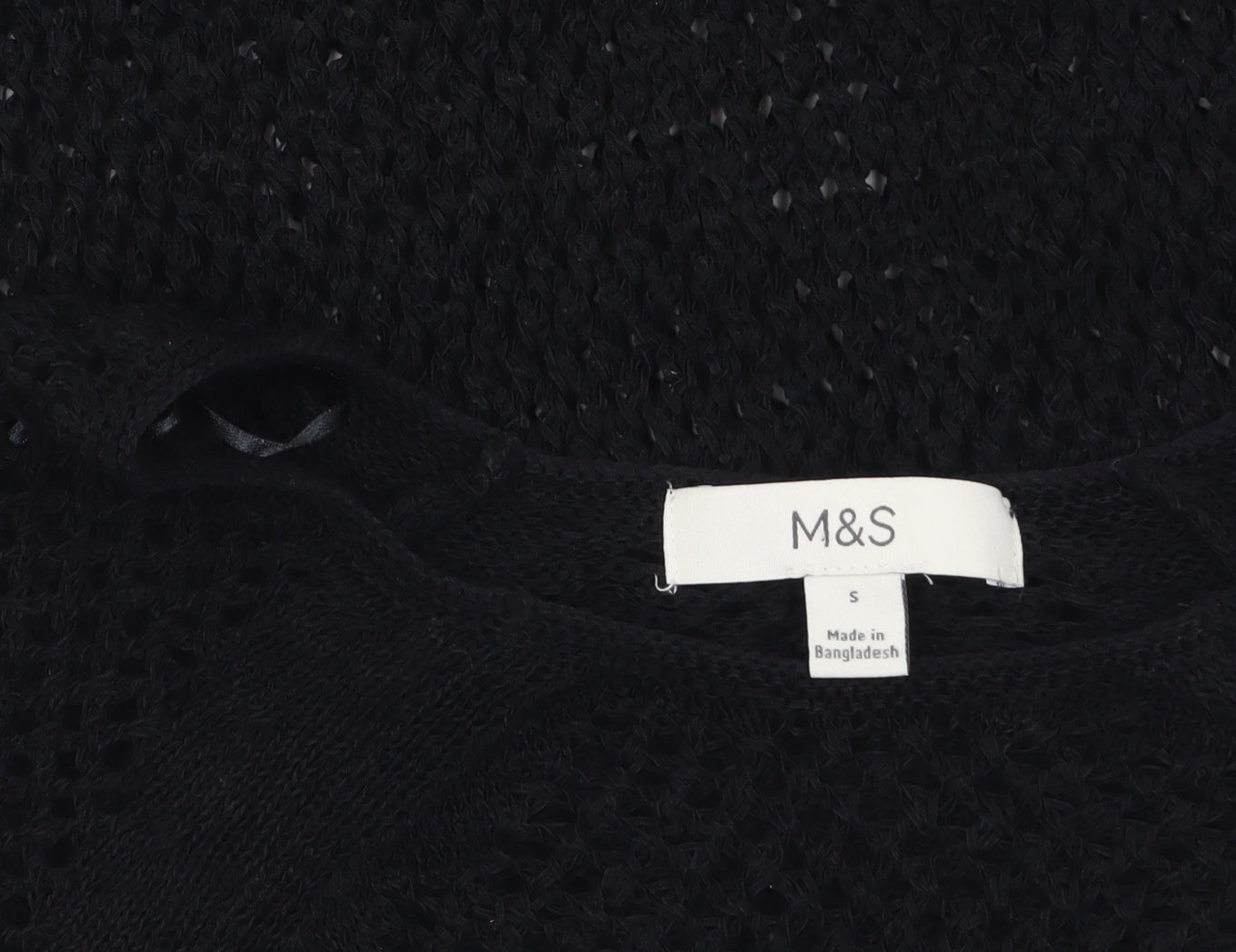 Marks & Spencer Women’s Black Open Knit Cotton Jumper Size S