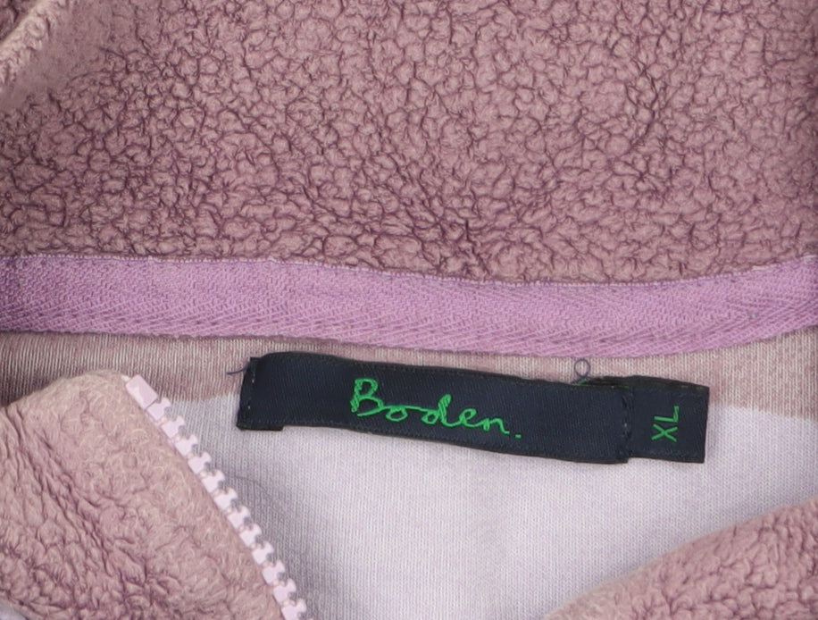 Boden Women's Purple Striped 1/4 Zip Fleece Sweatshirt XL