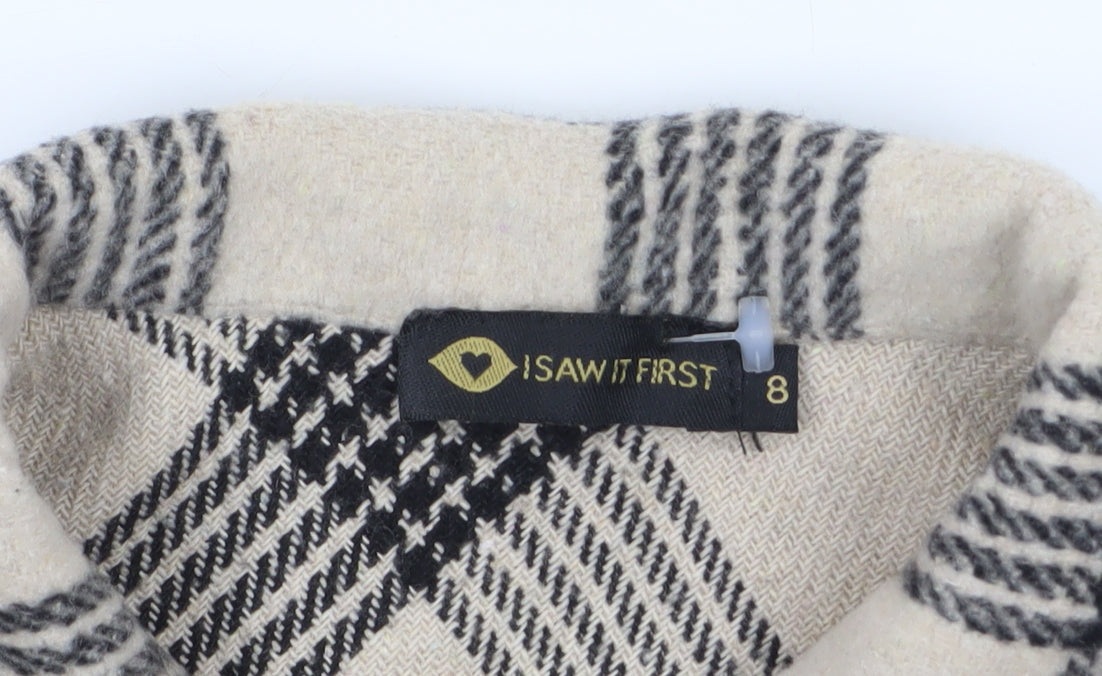 I Saw It First Women’s Beige Check Shacket Jacket Size 8