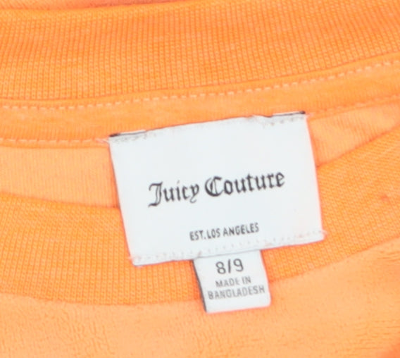 Juicy Couture Girls Orange Velour Rhinestone Logo Pullover Sweatshirt 8-9 Years