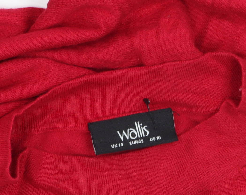 Wallis Women’s Red Mock Neck Button Shoulder Jumper Size 14