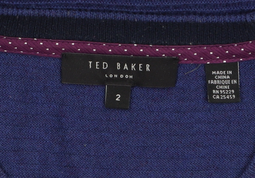 Ted Baker Men Blue Wool Blend Crew Neck Pullover Jumper Size S