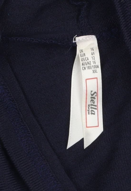 Stella Women Blue Size 16 Collared Button Cuff Cardigan