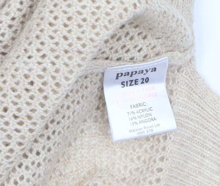 Papaya Women Beige Size 20 Knitted Pullover Jumper Long Sleeve