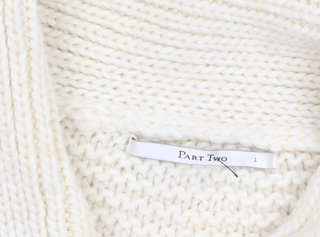 Part Two Women's Ivory Wool Chunky-Knit Cardigan L