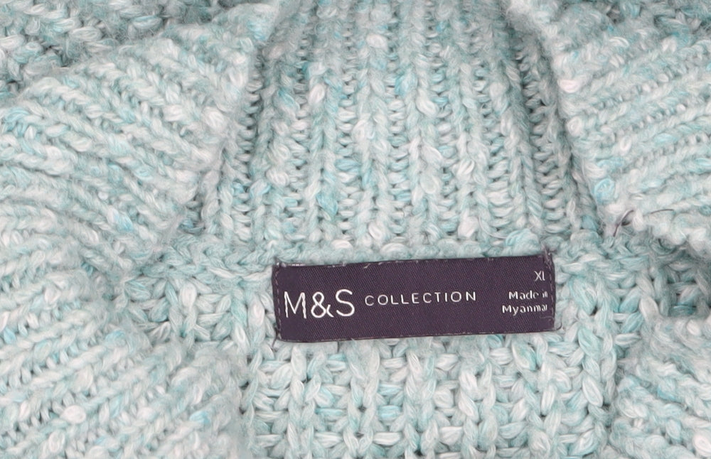 Marks & Spencer Women’s Green Chunky Knit High Neck Pullover Jumper XL