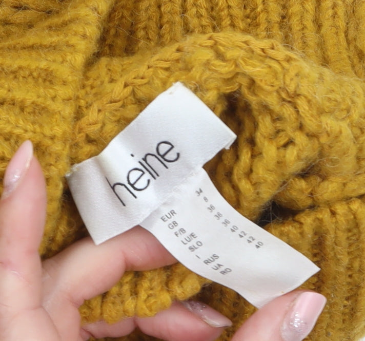 Heine Women’s Yellow Wool Blend Roll Neck Chunky Knit Jumper Size 8