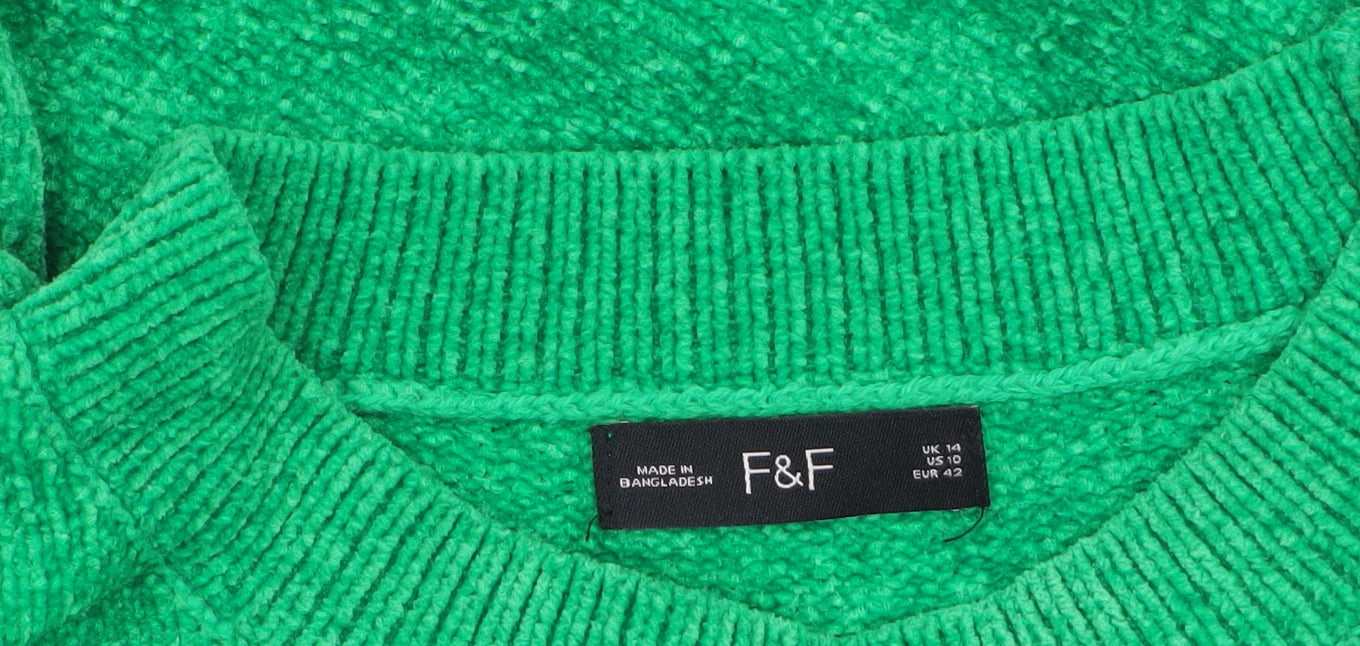 F&F Women’s Green Crew Neck Knit Pullover Jumper Size 14