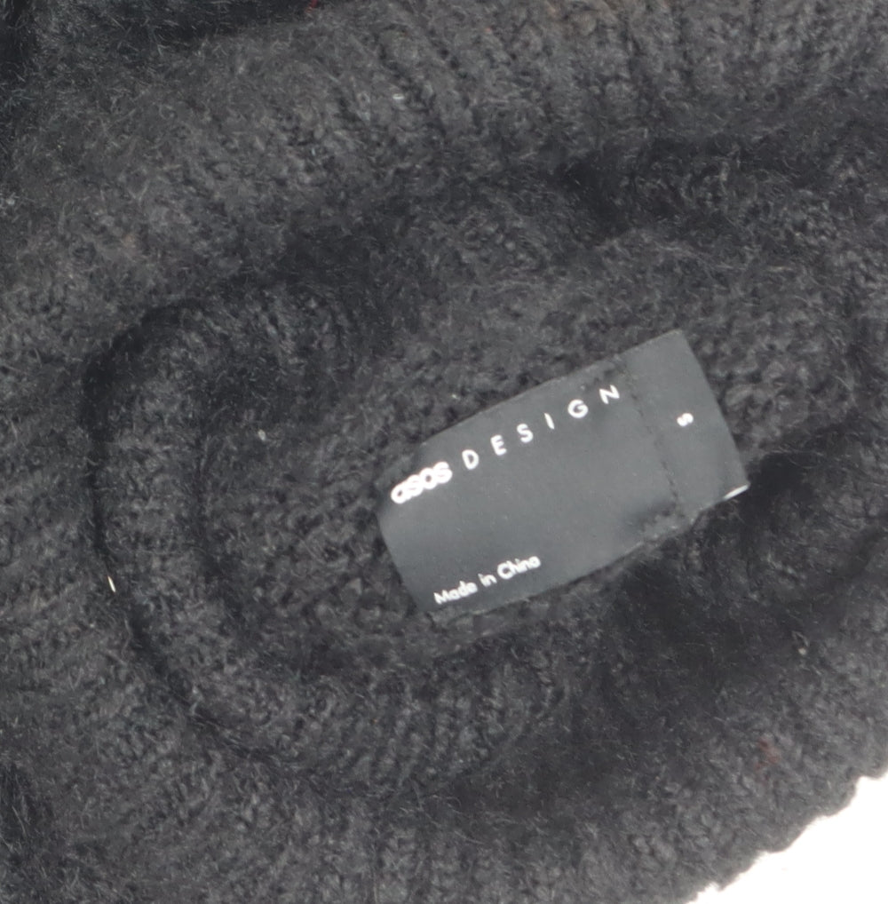ASOS DESIGN Women's Black Roll Neck Chunky-Knit Jumper Size S