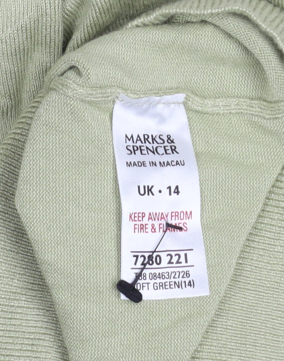 Marks & Spencer Women’s Green V-Neck Long Sleeve Jumper Size 14