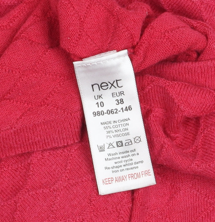 Next Womens Pink Knit Button Cardigan Size 10 Long Sleeve