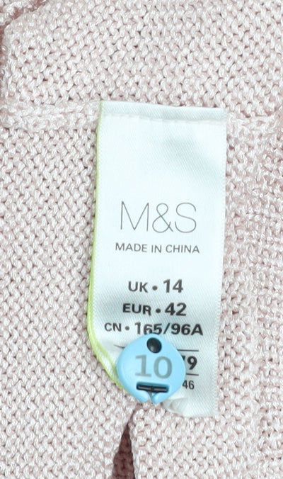 Marks & Spencer Women’s Pink Open Knit Raglan Jumper Size 14