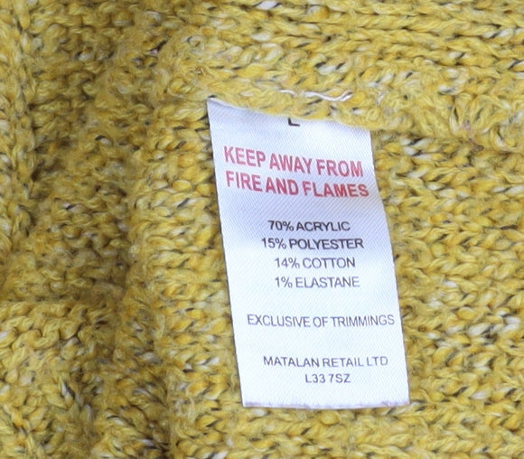 Papaya Women’s Yellow Chunky Knit Pullover Jumper Size L