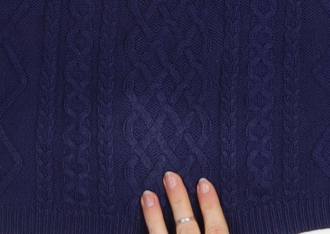 TRU Collection Women's Blue Cotton Cable-Knit Jumper Size L