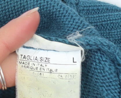 Sisley Women's Blue Knit Long Sleeve Cardigan L