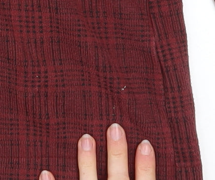 Topshop Women Red Check Cotton Blend Blazer UK 10 Classic Style