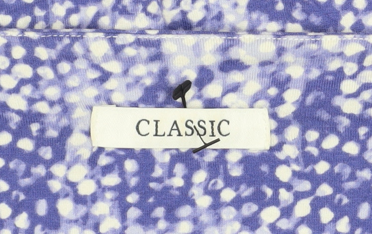 Marks and Spencer Womens Blue Geometric Viscose 3/4 Sleeve Blouse Size 12