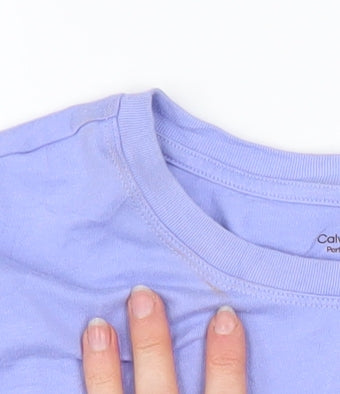 Calvin Klein Women Purple Cropped T-Shirt XL Relaxed Fit