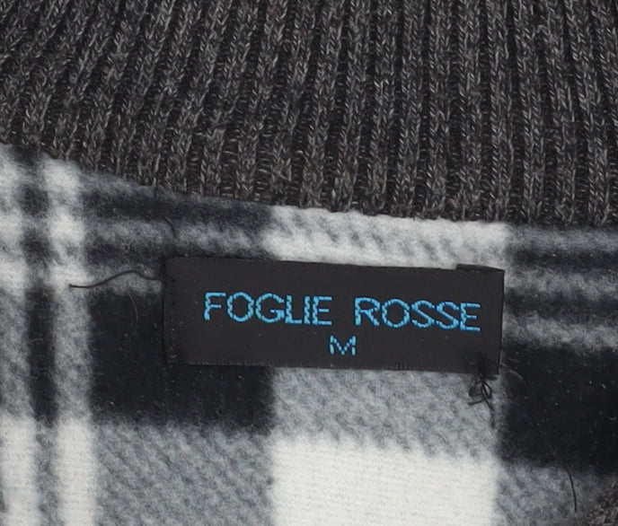 Foglie Rosse Men's Grey Wool Blend Full Zip Knit Jacket M