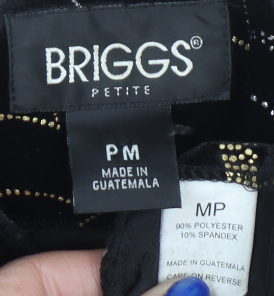 Briggs Womens Black Floral Velvet Tunic Blouse Petite M