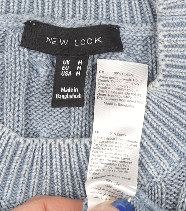 New Look Women Blue Cable-Knit Cotton Jumper Size M