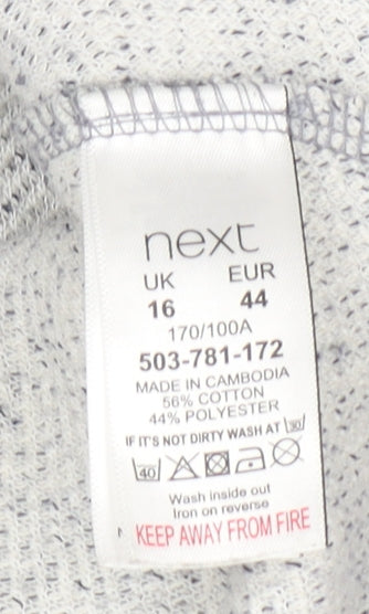 Next Women’s Grey Collared Knit Long Sleeve Open Cardigan Size 16