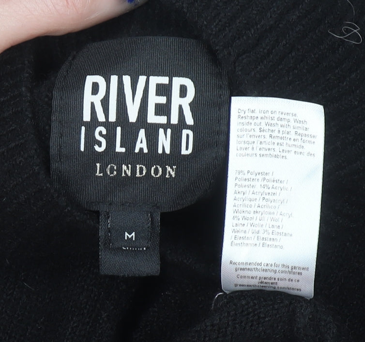 River Island Womens Black Mock Neck Long Sleeve Pullover Jumper M