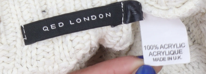 QED London Women’s Ivory Cable Knit Button Cardigan Size M