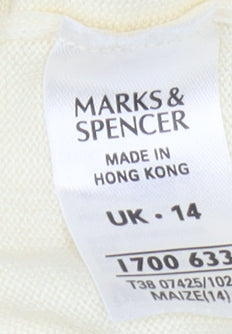 Marks & Spencer Women’s Ivory Acrylic Crew Neck Jumper UK 14