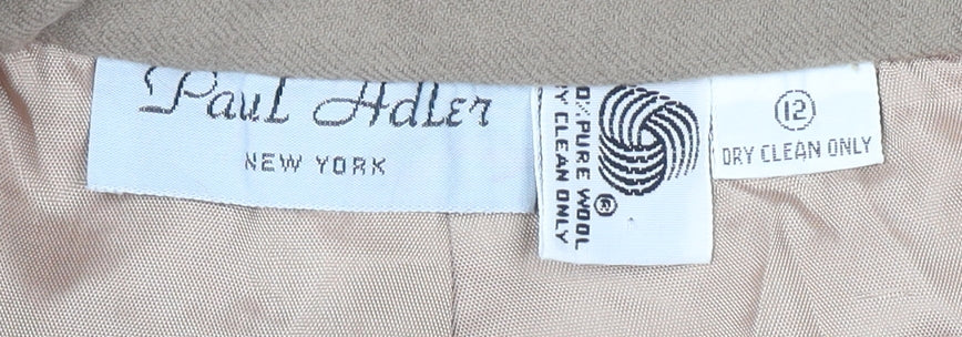 Paul Adler Women Beige Wool A-Line Midi Skirt Size 12