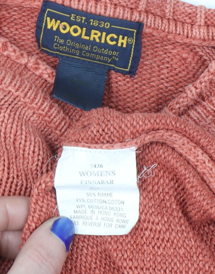 Woolrich Womens Orange Knit Pullover Jumper Size S