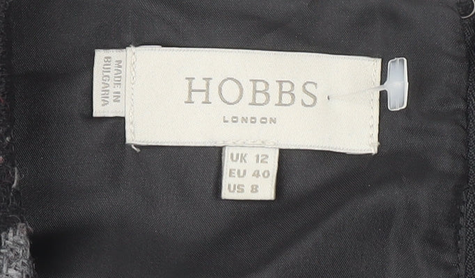 Hobbs Women Grey Houndstooth Sheath Dress UK 12 Sleeveless Workwear