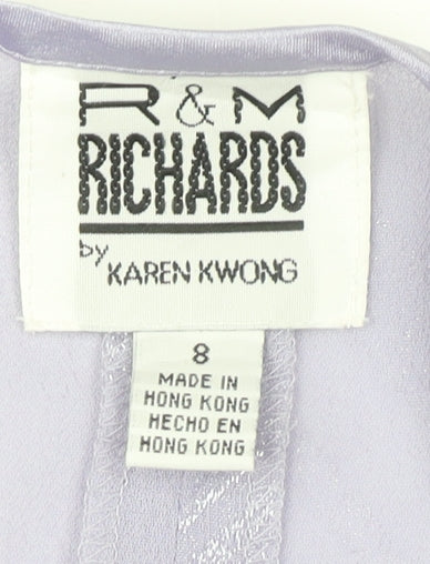 R & M Richards Womens Purple Tunic Blouse Size 8 Long Sleeve Formal Top